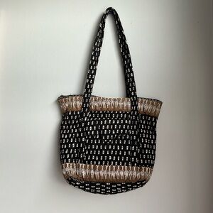 Vera Bradley Quilted Tote Bag Vintage Print Large Shoulder Bag